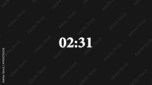 Fast 5 minutes timer/stopwatch text animation. 4k motion graphic timer ore clock. on transparent background.