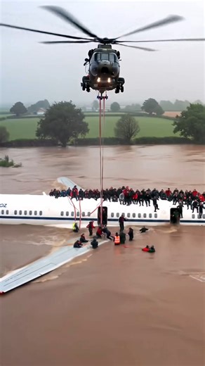 199K views · 566 reactions | Helicopter Rescues Passengers Trapped on Sinking Plane | World Disaster | Facebook