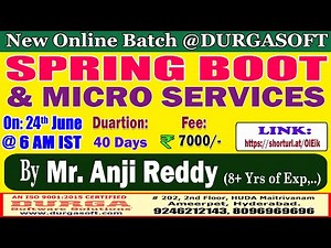 SPRING BOOT & MICRO SERVICES Online Training @ DURGASOFT