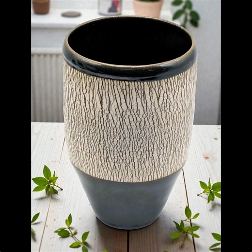 Green & Cream Medium Vase - Etsy