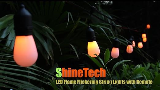 48FT LED Outdoor String lights with Flickering Flame Effect