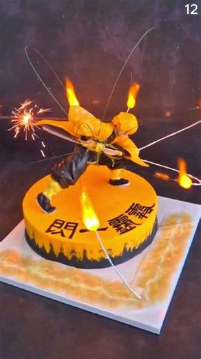 Creative Demon Slayer cake idea with twisting candles #shorts #cooking