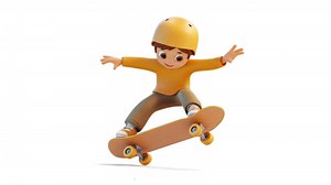 Download Cartoon boy skateboarding style in the air for free