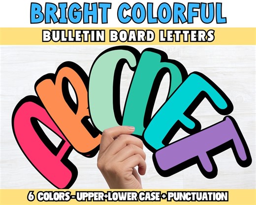 Bright Colorful Bulletin Board Letters, Rainbow Colors Bulletin Lettering, Bright Classroom Decorator, Printable Class Colorful Letter Decor - Etsy