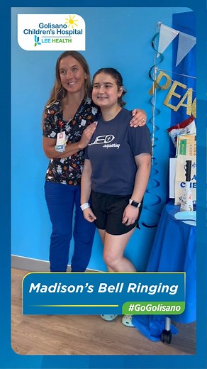 7.9K views · 209 reactions | We love to hear the sound of that bell, which means Madison has completed treatment for leukemia!  This bright and creative teen has her eyes set on the future, dreaming of becoming a Disney Imagineer and bringing joy to others through her imagination. ✨ We’re so proud of you! #GolisanoChildrensHospital #BellRingingCelebration #GoGolisano | Golisano Children's Hospital of Southwest Florida | Facebook