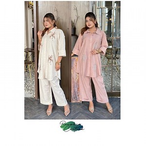 574 reactions · 17 shares |  Summer Co-ords  These drop shoulder, collared cotton shirt features thread embroidery work, paired with divider cut pant with folding design. To order, please inbox us !!! #summer_wear #comfy_outfit #designer_wear #coord_set #daily_wear #cotton_dress #stylish_outfit #BD_brand ( Comfortable wear, summer dress, co-ords, regular wear, style & trend, BD brand ) | Banshee couture | Facebook