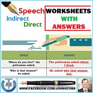 DIRECT AND INDIRECT SPEECH: WORKSHEETS WITH ANSWERS - 28 EXERCISES