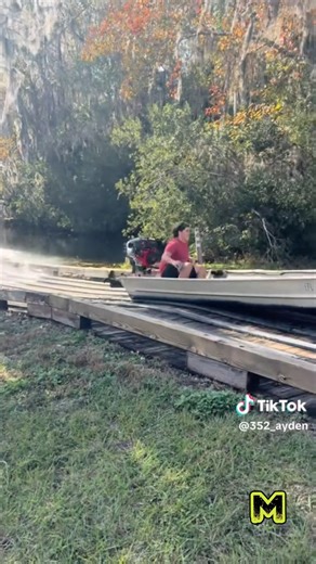 Mud-Skipper Feather Lite Pro surface drive mud motor on 14’36” jon boat