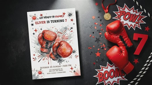 Boxing Birthday Invitation: Editable Party Template (digital Download) - Etsy