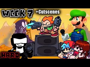 WEEK 7 IN FRIDAY NIGHT FUNKIN' HARD MODE AND ALL CUTSCENES - TANKMAN (Ugh, Guns, Stressed HARD) FNF