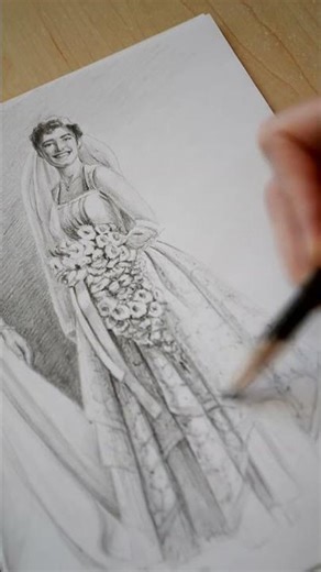 Generational Wedding Portrait - Grandmother, Mother of the Bride #pencil #drawingart #pencildrawin