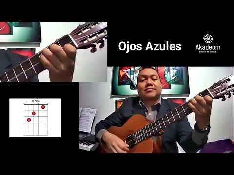 Como Tocar Ojos Azules acompañamiento acordes en Guitarra - Tutorial Ojos azules Acompañamiento