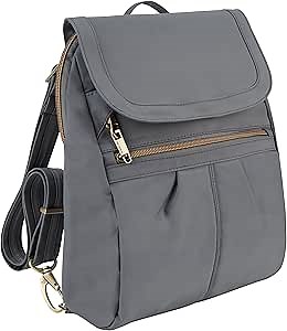 Travelon Anti-theft Signature Slim Multipurpose Backpack, Pewter, One Size