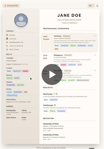 🚀 J'ai créé un template de CV interactif open-source — et il est gratuit.On envoie tous des PDF. Le recruteur le reçoit, le survole en 10 secondes, et passe au suivant.Et si votre CV était aussi… | Clément Bouly | 101 commentaires