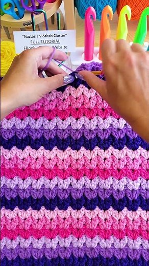 Crochet V Stitch Cluster DIY How to Tutorial #shorts
