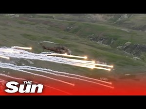 Russian attack helicopters spray missiles targeting Ukrainian position