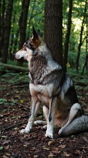German Shepherd and Gray Wolf Mix - Majestic Forest Guardian
