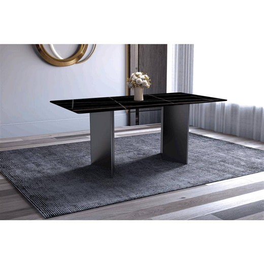 Reviews for Leisuremod Olyra Dining Table with a 55 in. Rectangular Sintered Stone Tabletop and Stainless Steel Base in Black/Gold | Pg 1 - The Home Depot