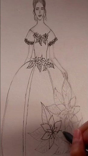 HOW TO DRAW & COLOR EASY WINTER BALLGOWN 2 #shorts