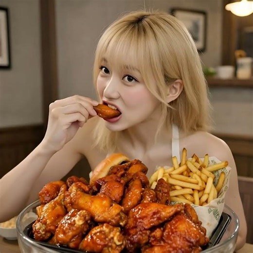 ASMR Spicy Chicken Wings & Fries 🍗🍟 Finger Licking Good!#shorts