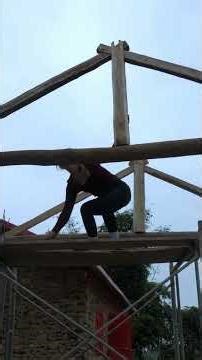 part 3 Watch This Girl Build Kitchen Roof from Scratch Concrete + Corrugated Iron! 🏠✨ #agriculture