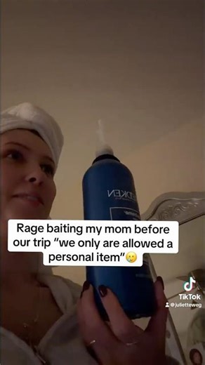 Rage baiting my mom before our trip “we only are allowed a personal item”🥲
