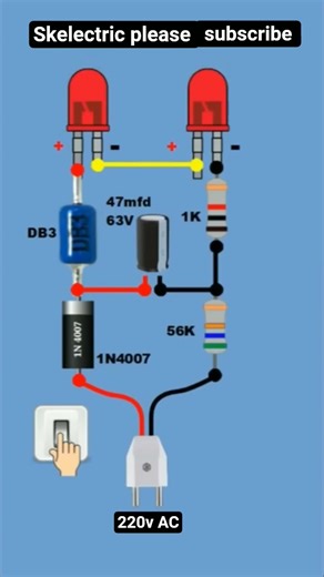 Glow LED from 220V AC Mains: Simple Blinking LED #youtubeshorts #shortvideo #skelectric #subscribe