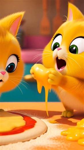 Kittens are cooking pizza.😺🍕🍕