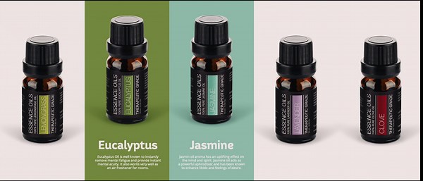 Pure Daily Care Aromatherapy Diffuser Set with Rotating Stand - 300 ml, 10 Essential Oils (Dark Brown)