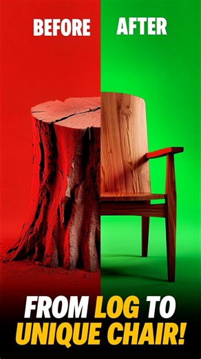 Raw Log → Wooden Chair in 15s 😳🔥 | Insane Satisfying Woodworking Transformation