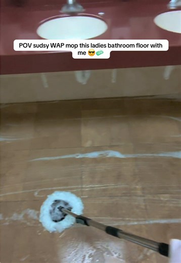 Mopping a Bathroom Floor with PineSweep Gel