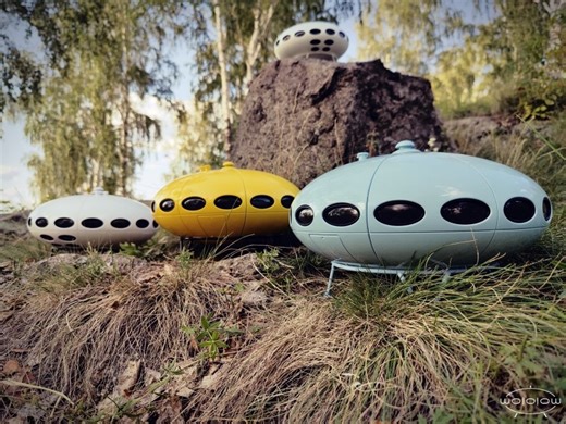 this UFO-shaped night light embodies old school sci-fi aesthetics
