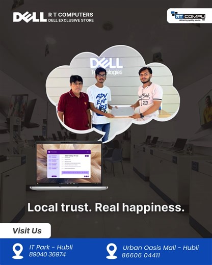 Your local computer store, trusted by happy customers. . . #RTComputers #DellExclusiveStore #Laptop #HappyCustomers #CustomerSatisfaction | R T Computers | Facebook