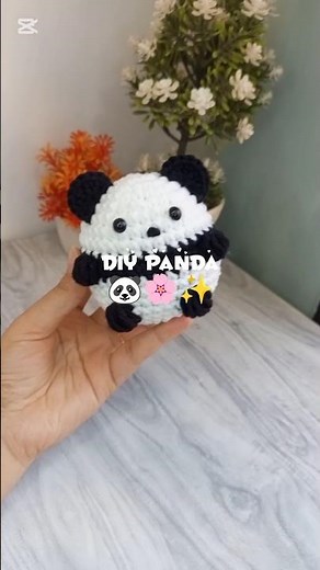 diy crochet panda keychain #crochet #crochetaccessories #diykeychain #crochetpanda