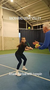 The backhand drive volley is an increasingly useful shot, particularly for those that use a double handed backhand. It's an aggressive positive shot. In this video the first feeds are from the side and you can hear the topspin being put on the ball. This is crucial for control. In the second section the ball is coming from the front and you can hear the difference in the impact. #onemoreball #drivevolley #tenniscoaching #tennisdrills #womenstennis | Tennis