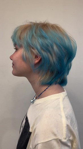 japanese inspired blonde blue wolfcut para @Addie🌙 #wolfcut #hairdesign #kbeauty