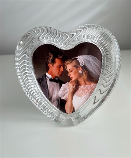 Vintage Mikasa Crystal Heart Photo Frame - Ribbed Glass - Etsy