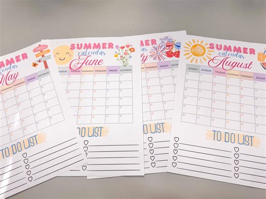 Summer Calendar Printable | May June July August Planner | Summer Planner Pages | Printable Monthly Calendar | Summer Bucket List - Etsy