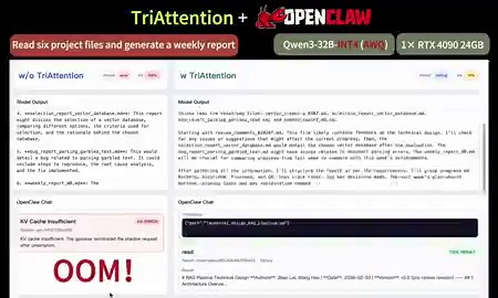 【32Bモデルのメモリが1/10に！革命的技術「Tri-Attention」】👉 https://t.co/KnyARNgLAJ大規模LLMを一般的なGPUで快適に動かせる驚きの技術が登場しました！🔹 メモリ消費量を最大10倍削減🔹 推論速度がピーク時で6倍に高速化🔹 コード変更なしでvLLMに即導入可能精度を落とさず「KVキャッシュ」をリアルタイム圧縮することで、メモリ不足（OOM）を回避。長大な文書の解析や高度なRAG構築が、低コストな環境でも実現します！🚀#AI #LLM