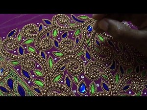 Grand aari work design for sleeve portion/bridal blouse design/aari work for beginners