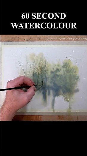 60 SECOND WATERCOLOUR LESSON - SPONTANEOUS TREES