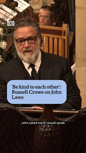 Actor Russell Crowe speaks about his relationship with John Laws. Follow the ABC News live blog via the link to New South Wales news in our bio. #ABCNewsNSW | ABC Sydney