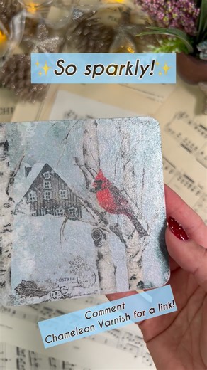 Decoupage Coasters with a shimmery twist!✨ DIY Christmas gift idea 💡