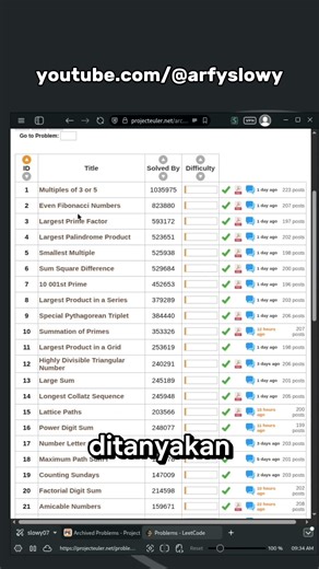 Uji kemampuan matematika dan programming kamu di platform ini #arfyslowy #programming #math