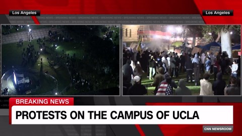Video shows protests at UCLA as violent confrontation breaks out