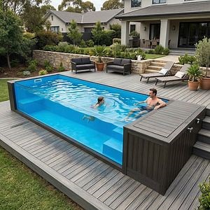 [Hot Item] Fiberglass Panoramic Glass View Above Ground Pool with Slip-Resistant Design