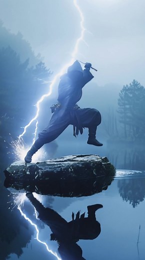 Ninja Training at the Misty Lake: A Cinematic AI Experience