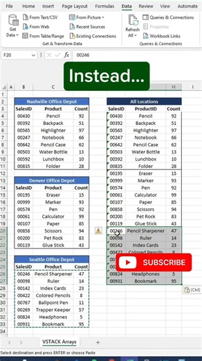 How to Combine 🎁Multiple Data in the Same Column in Excel #excel #fast #trick #exceltips