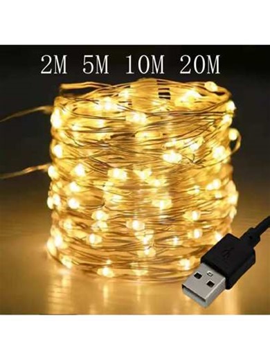 LED String Lights 20m200LED Warm White White Multicolor Fairy Tale Lights, USB Power Powered Fairy String Lights, Waterproof Silver Wire Copper Wire String Lights For DIY Wedding Dormitory, Bedroom, Party, Flower Decoration, Birthday Decoration, Campus Decoration, Festival Decoration, Courtyard Garden Decoration, Etc | SHEIN