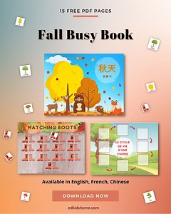 Free Fall Busy Book Printable: Chinese, French, English - Edkids Home